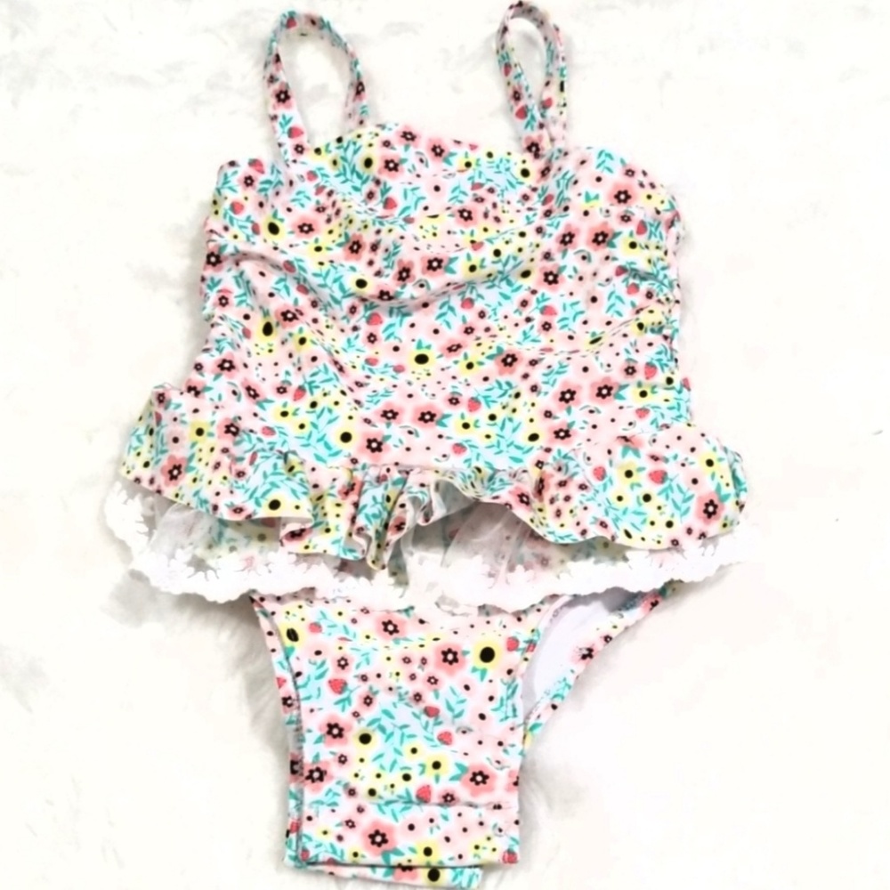 Cat & Jack one piece floral bathing suit. 18M - Picture 1 of 8